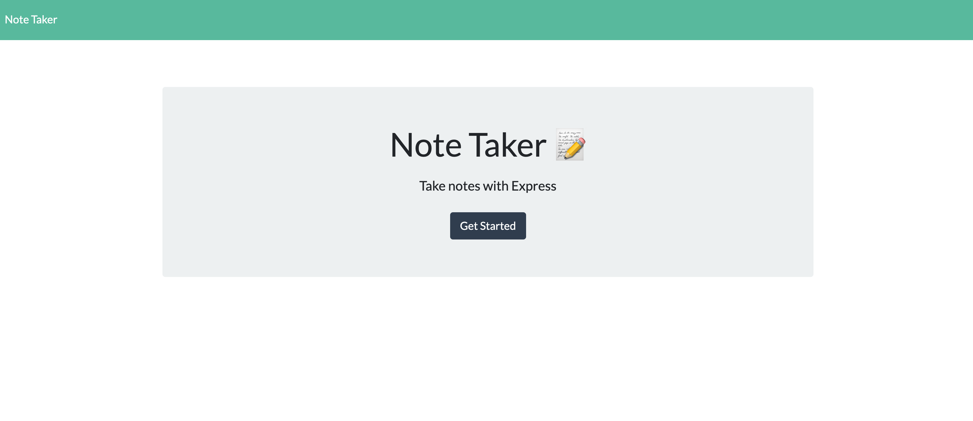 screenshot of the note-taking-application landing page